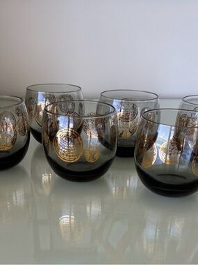 Set of SIX “Roma Coins” Federal Glass Tumblers-Vintage MCM
